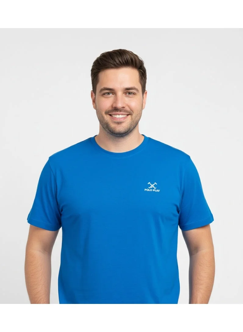 لعب البولو تيشيرت رجالي مطبوع أزرق